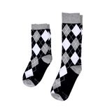 Black and White Argyle Kids Socks from No Cold Feet