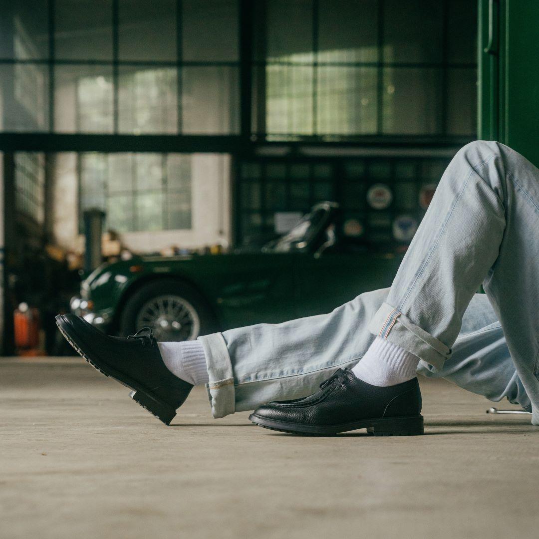 Men's Black Pebbled Leather Tuscan Derby Boot From Del Toro Shoes