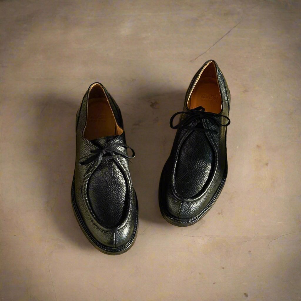 Men's Black Pebbled Leather Tuscan Derby Boot From Del Toro Shoes