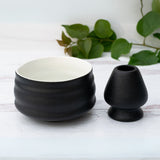 Black and White Ceramic Matcha Bowl from Aprika Life