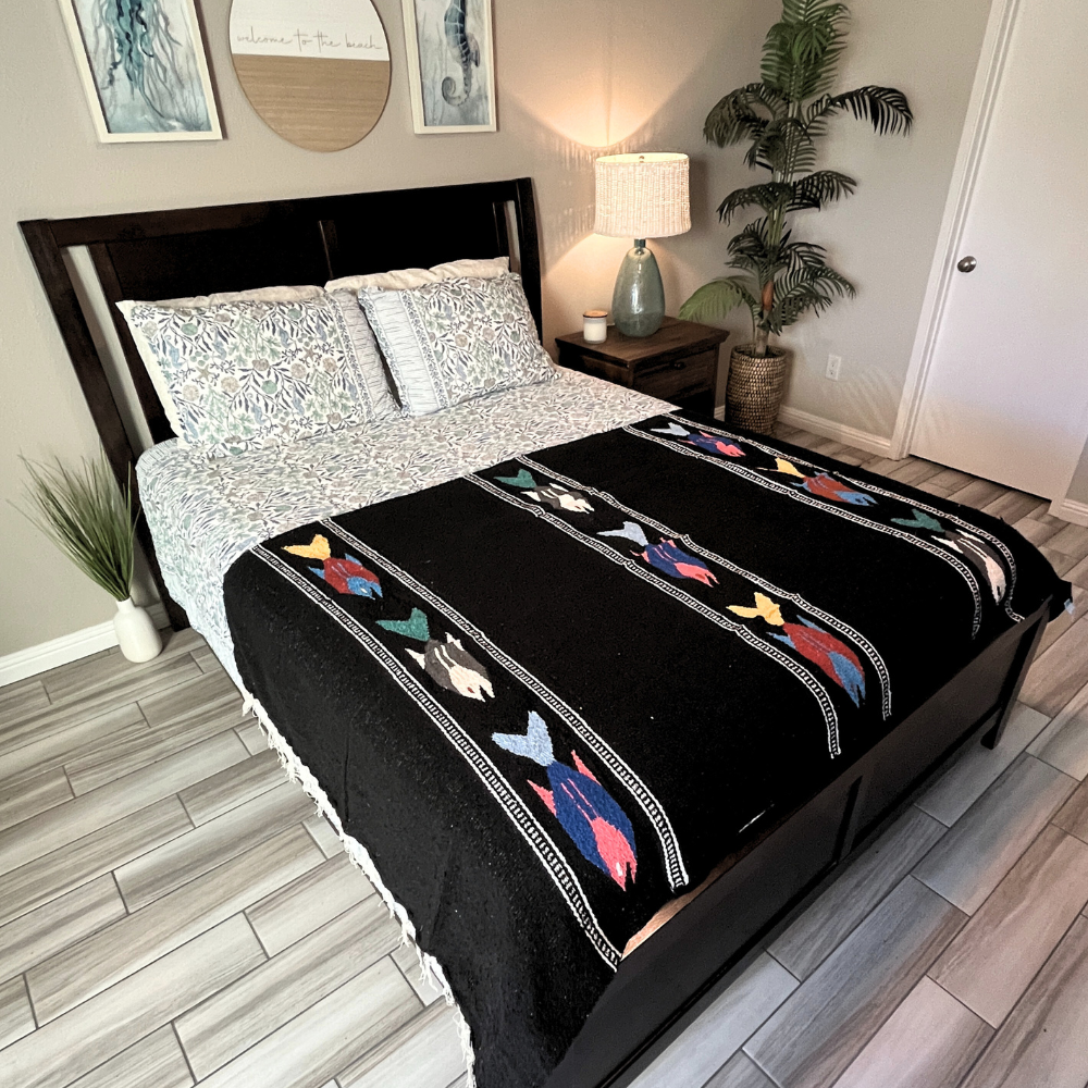 Black Baja Fish Yoga Blanket From West Path