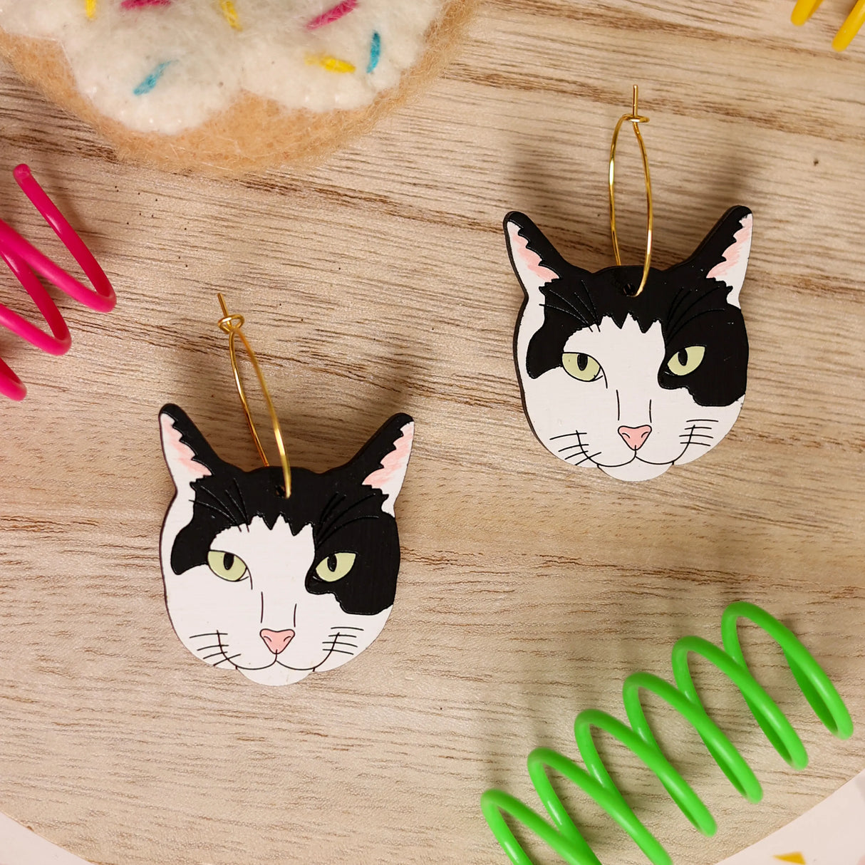 Black & White Cat Hoops from LE CHIC MIAMI