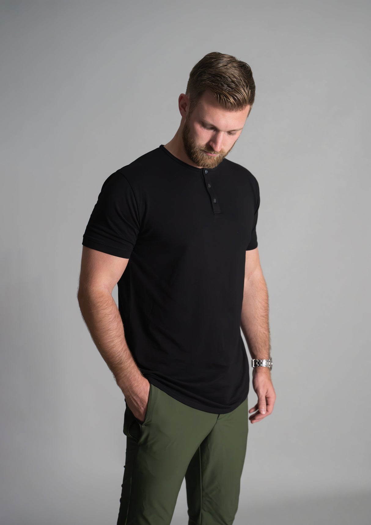 Henley Curved Hem from Ten/10 Apparel