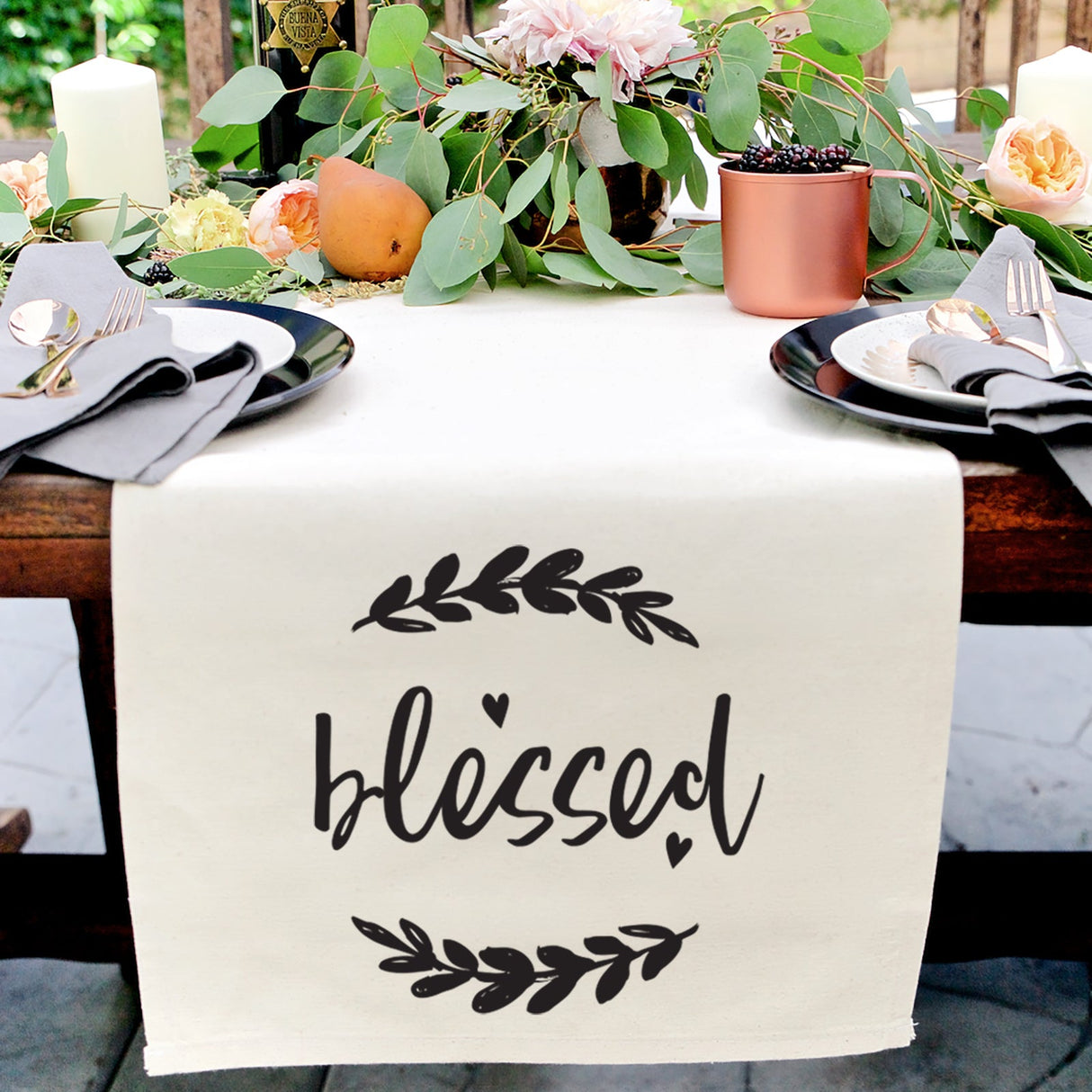 Blessed Cotton Canvas Table Runner from The Cotton & Canvas Co.