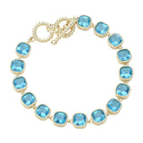 14K Gold Plated Square CZ Stone Link Evening Toggle Bracelet from Madeline Love