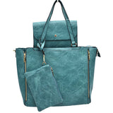 3 in 1 Side Zipper Women's Tote Handbag set  from Madeline Love