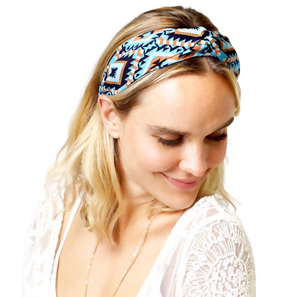 Aztec Patterned Twisted Headband from Madeline Love