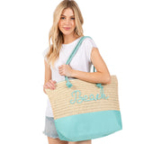 BEACH Message Rope Handle Crochet Fabric Tote Bag / Beach Bag  from Madeline Love
