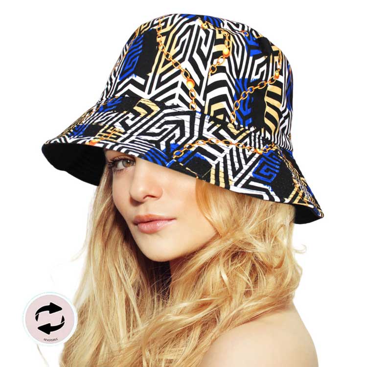 Beautiful Reversible Chain Patterned Bucket Hat from Madeline Love