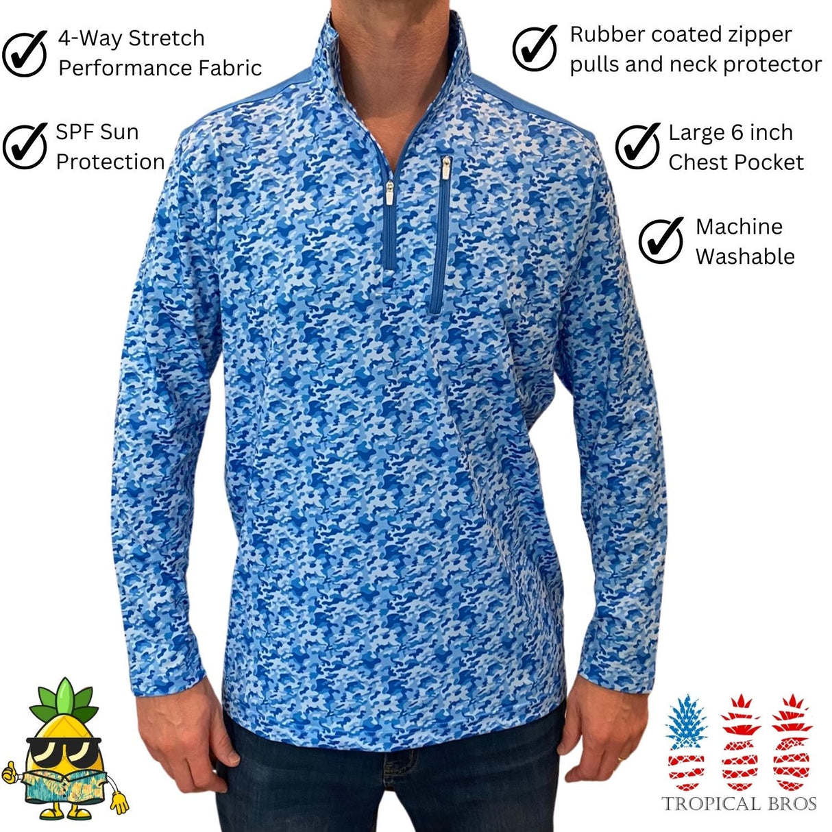 Blue Camo Quarter Zip from Tropical Bros