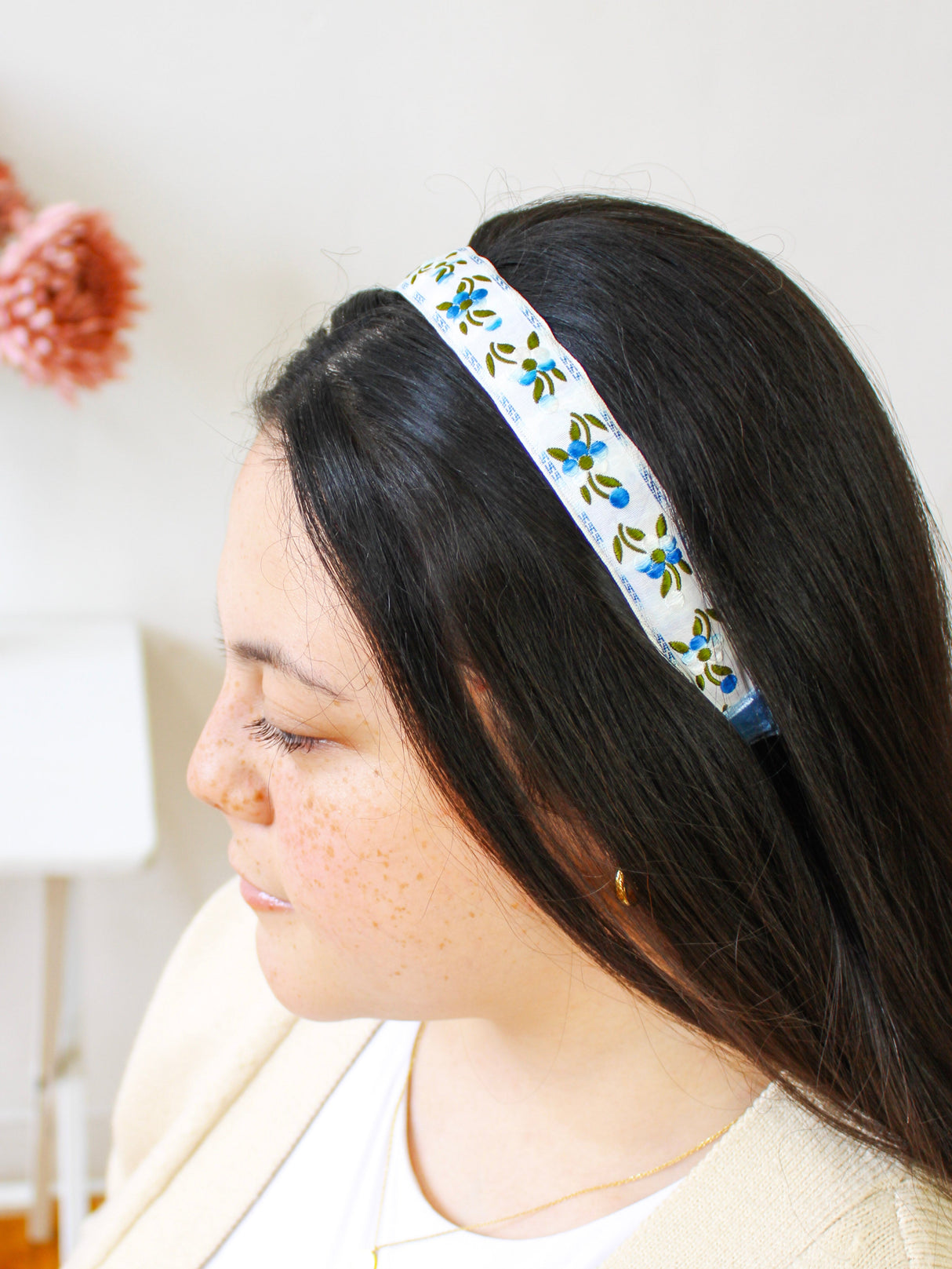 Blue Clematis Floral Headband from Ash & Rose