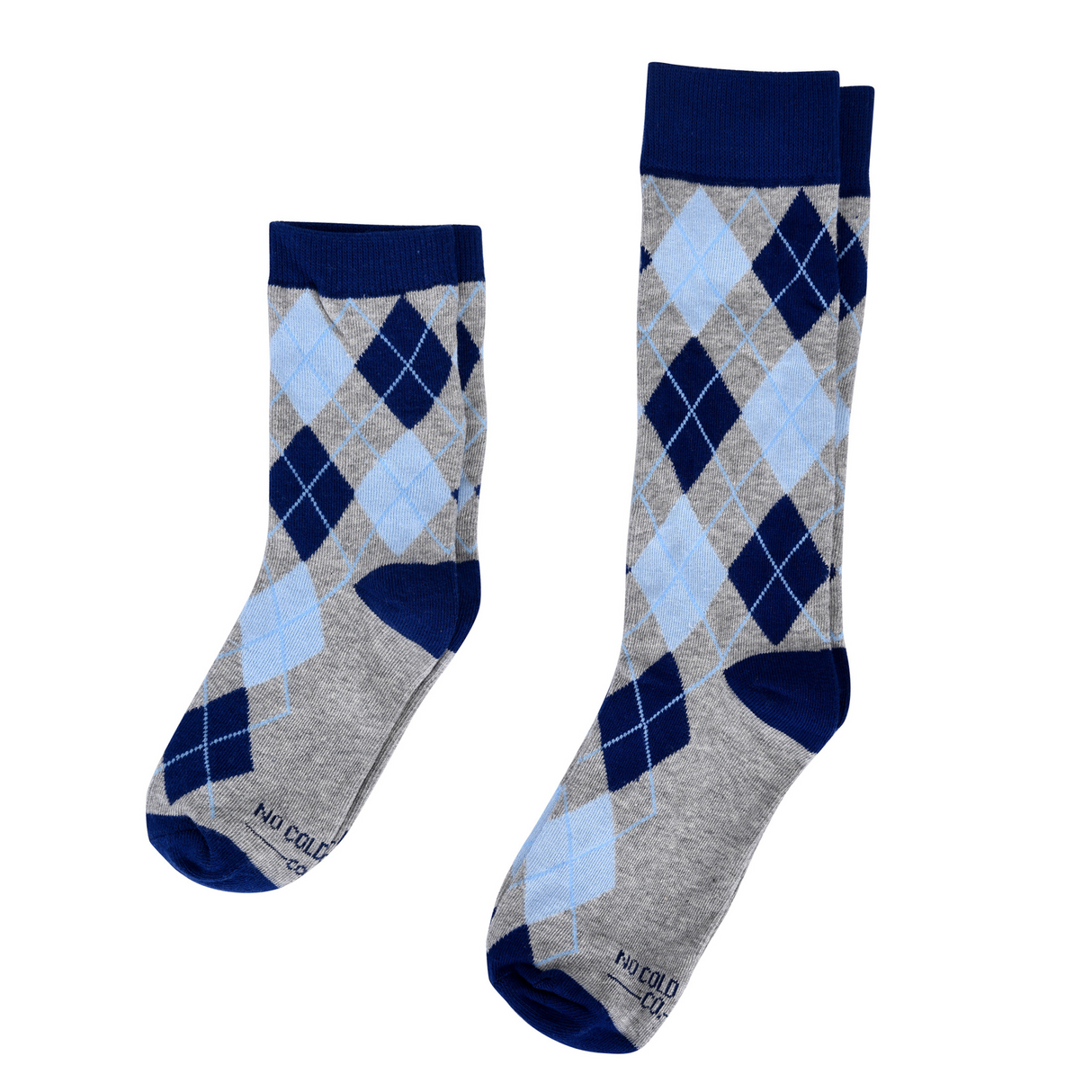 Blue and Grey Argyle Kids Socks from No Cold Feet
