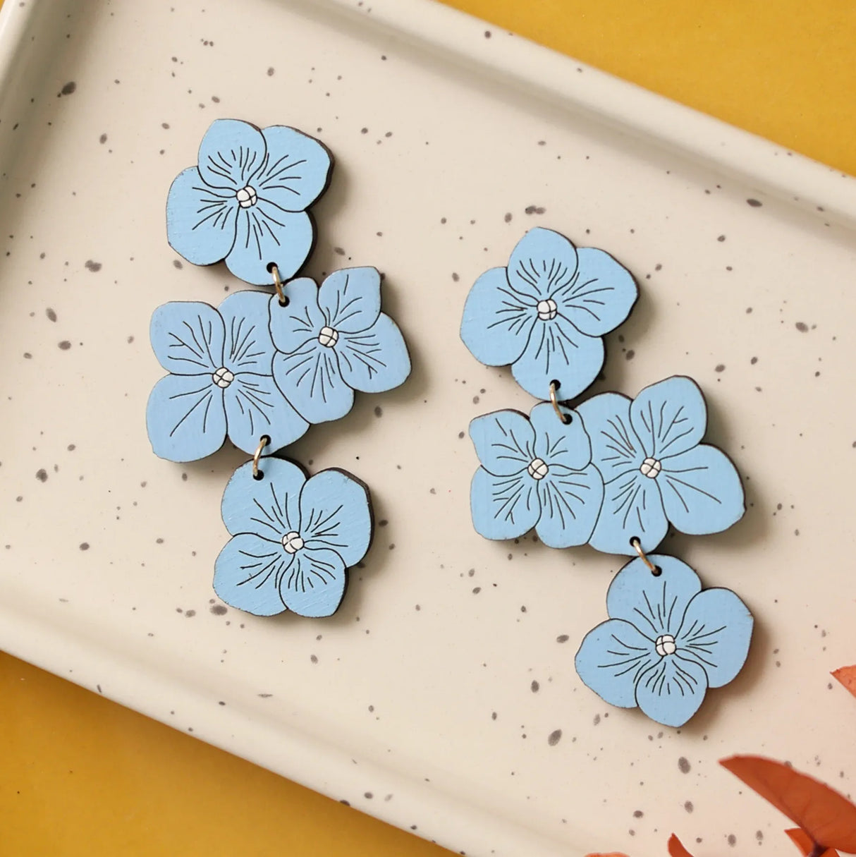 Powder Blue Hydrangea Statement Earrings from LE CHIC MIAMI