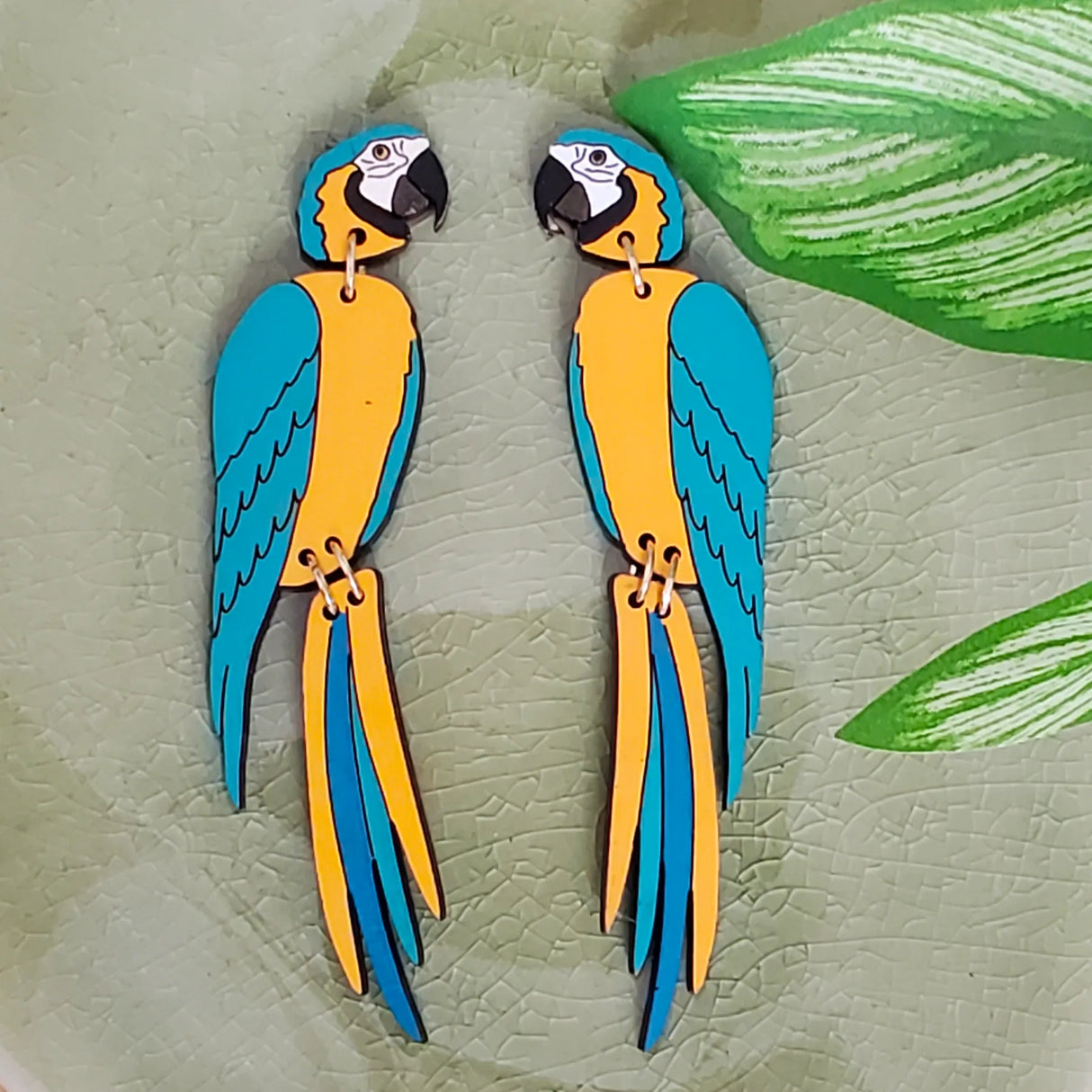 Blue Macaw Stud Dangles from LE CHIC MIAMI