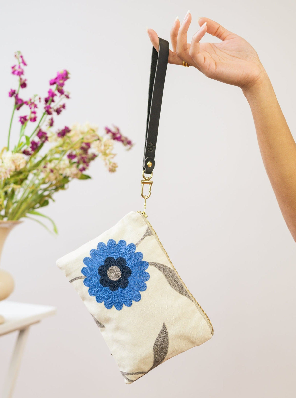 Blue Poppy Wristlet Purse from Ash & Rose