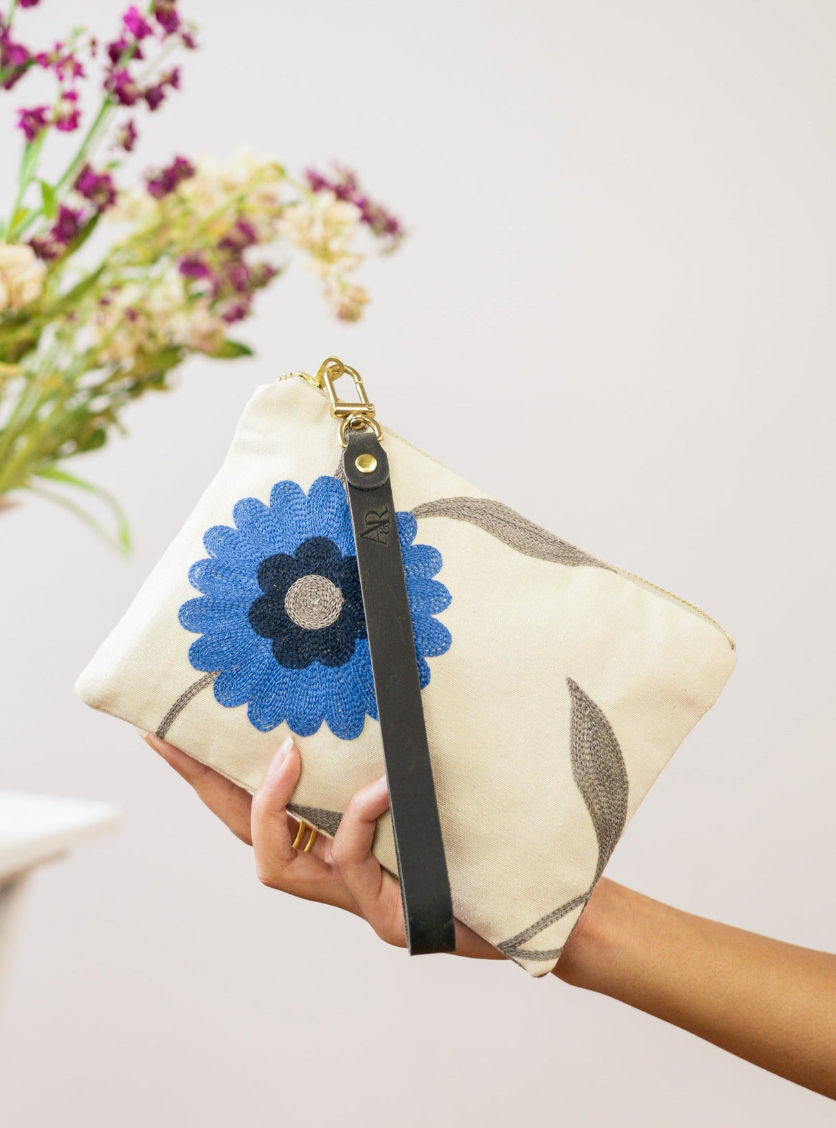 Blue Poppy Wristlet Purse from Ash & Rose