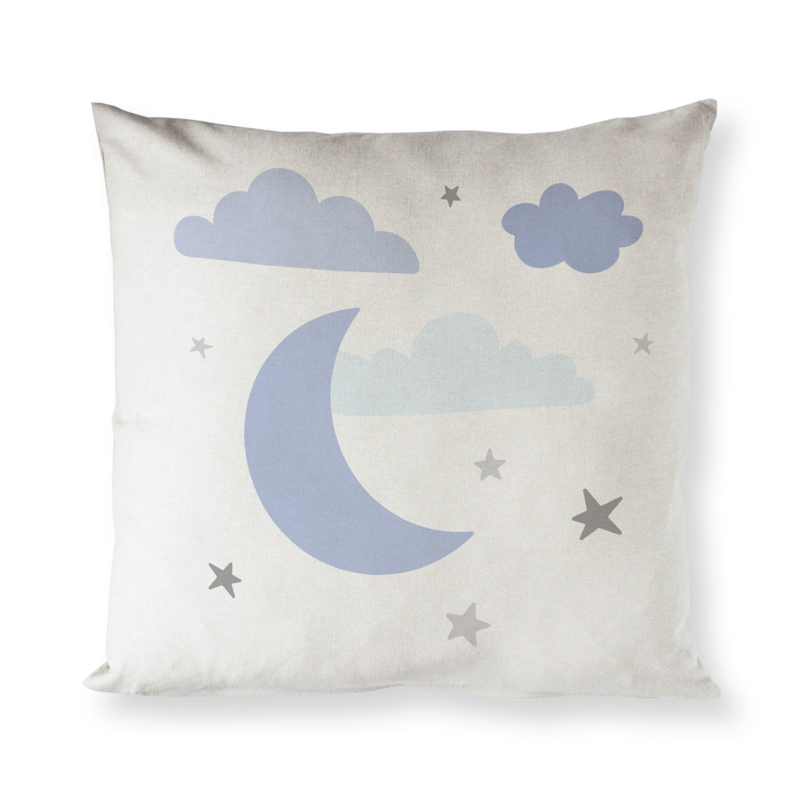 Blue Clouds and Moon  Cotton Canvas Baby Pillow Cover from The Cotton & Canvas Co.