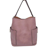 2-in-1 Chic Satchel Side Pocket Bucket Bag with Long Strap from Madeline Love