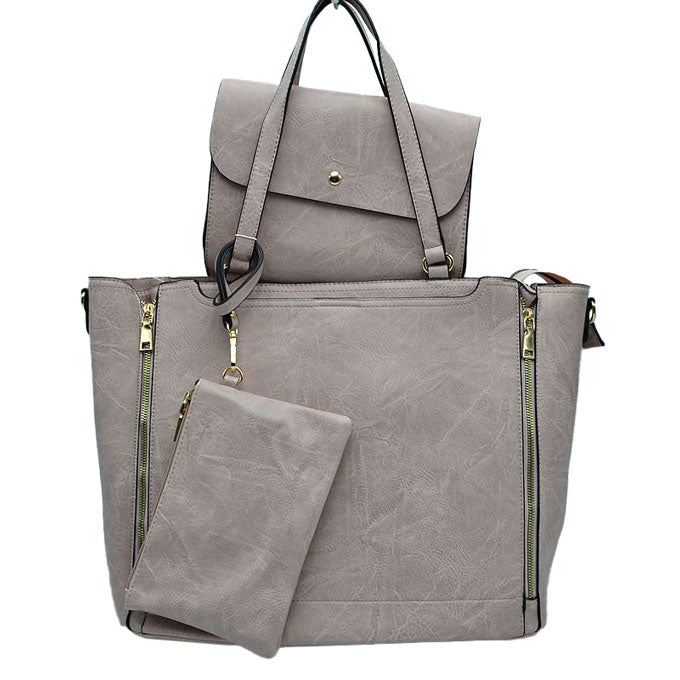 3 in 1 Side Zipper Women's Tote Handbag set  from Madeline Love