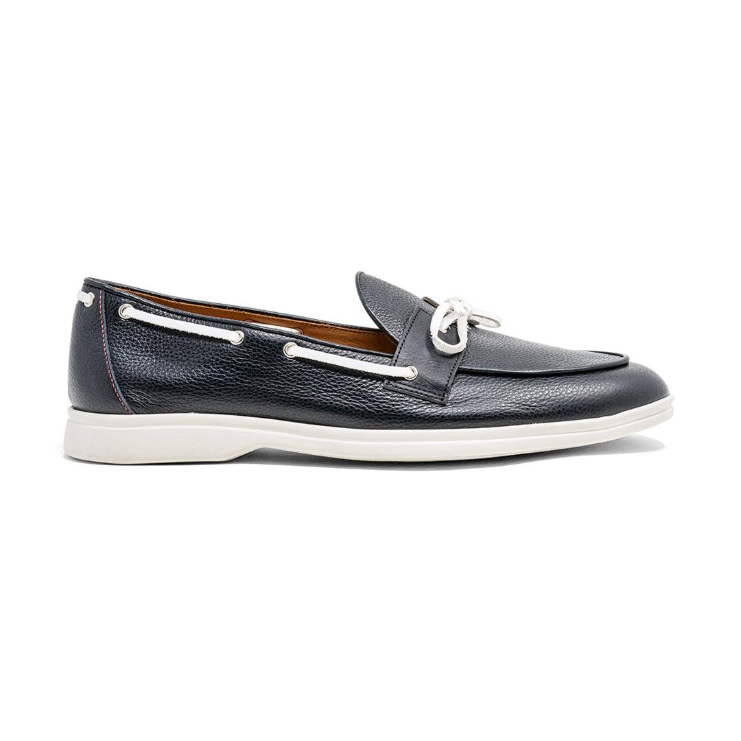 Men's Black Pebbled Leather Barca Yacht Loafer From Del Toro Shoes