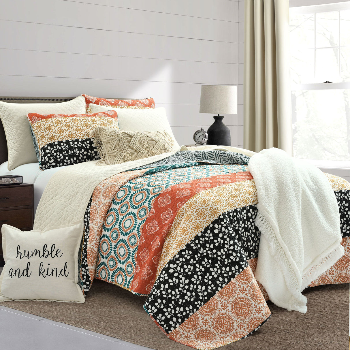 Ava Diamond Oversized Cotton Quilt Set from LushDecor