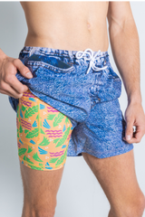 The Boogie Board Lord  | Denim Tropical Ball Hammock® Pouch 5" Swim Trunks from Shinesty