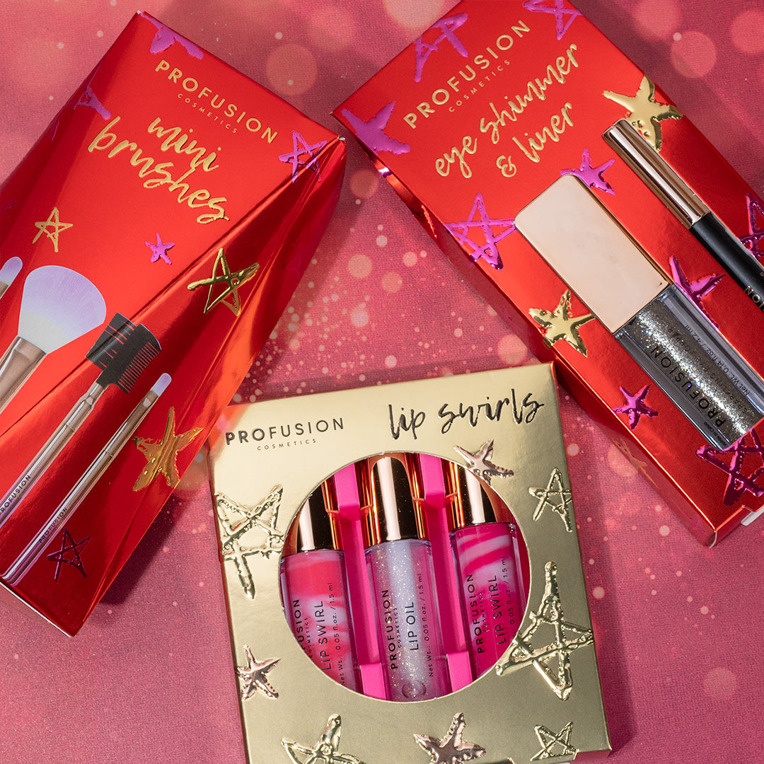 Crimson Mini Brushes – 5-Piece Mini Brush Set from Profusion Cosmetics