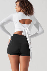 Bow Back Reversible Long Sleeve Top - White from POPFLEX
