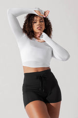 Bow Back Reversible Long Sleeve Top - White from POPFLEX
