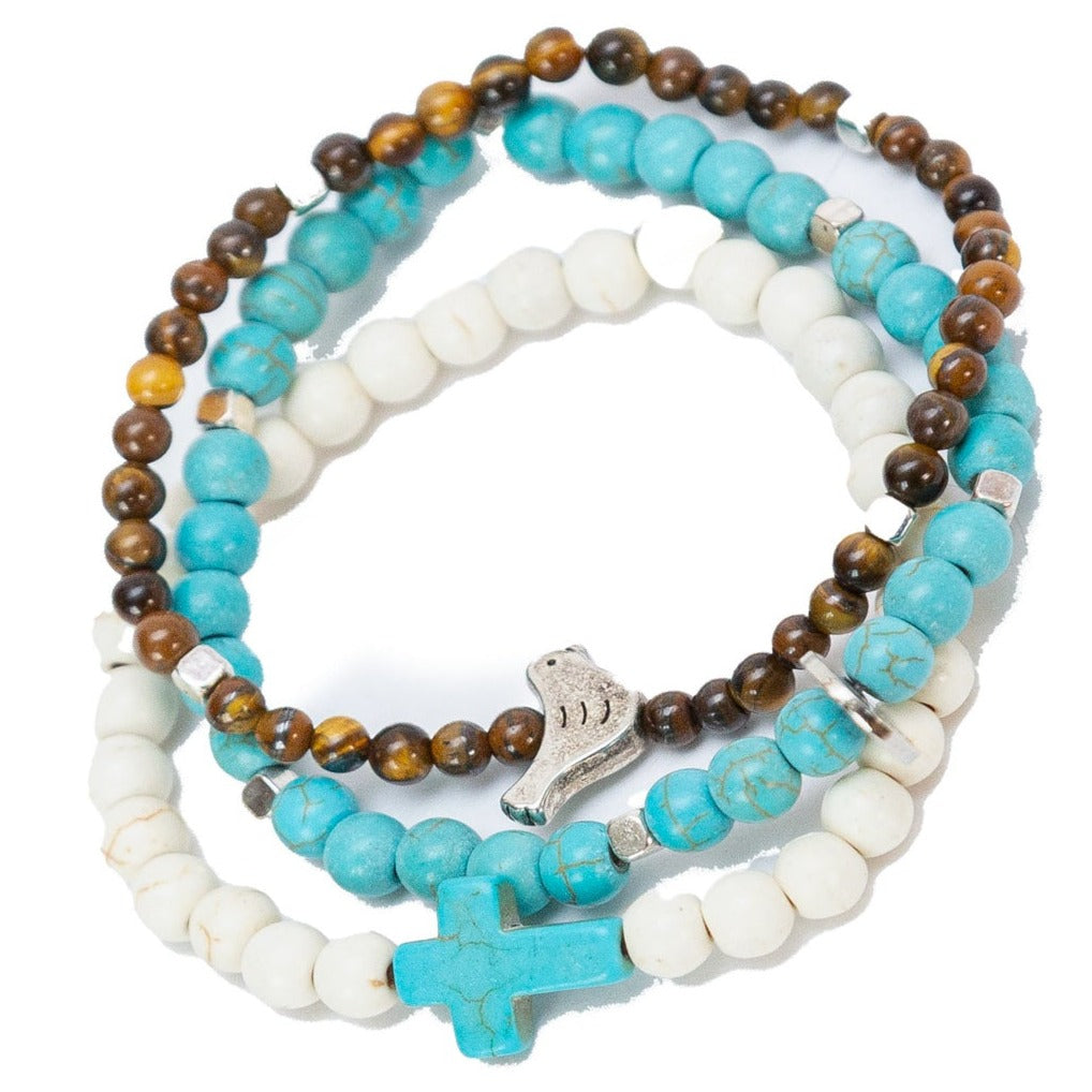 Set of Three Beaded Bracelets with Charm from Upavim Crafts