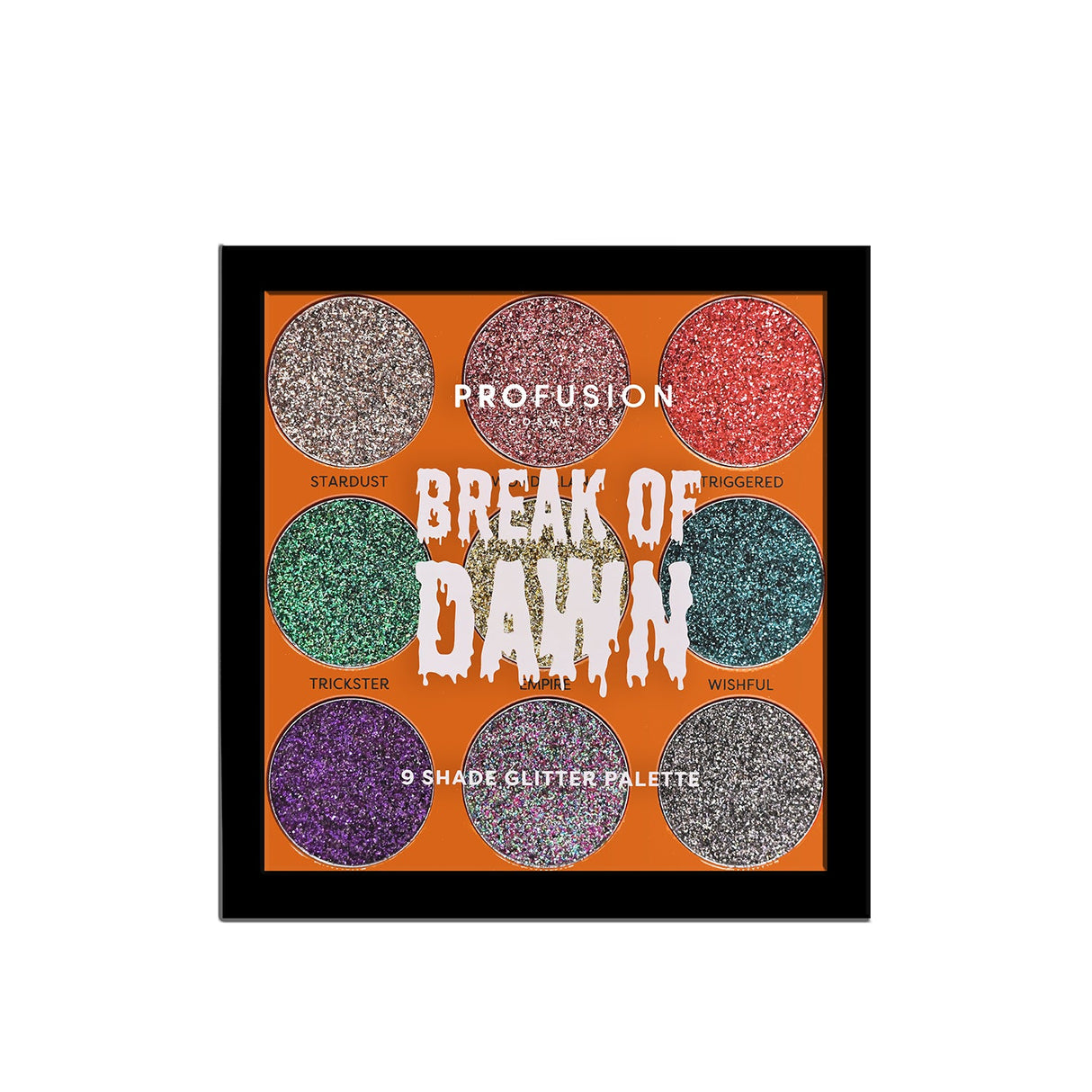 Spookarama | Break of Dawn 9-Shade Pressed Glitter Palette from Profusion Cosmetics