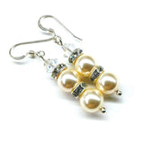 Bridal Sterling Silver Stacked Crystal and Pearl Earrings from Alexa Martha Designs