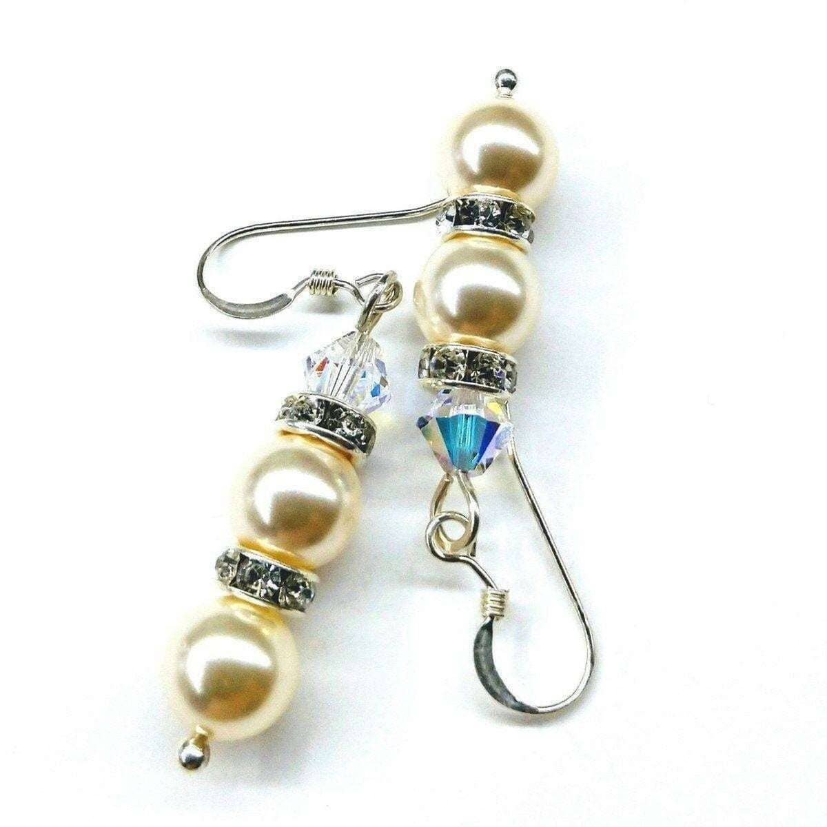 Bridal Sterling Silver Stacked Crystal and Pearl Earrings from Alexa Martha Designs