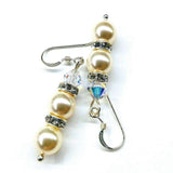 Bridal Sterling Silver Stacked Crystal and Pearl Earrings from Alexa Martha Designs
