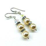 Bridal Sterling Silver Stacked Crystal and Pearl Earrings from Alexa Martha Designs