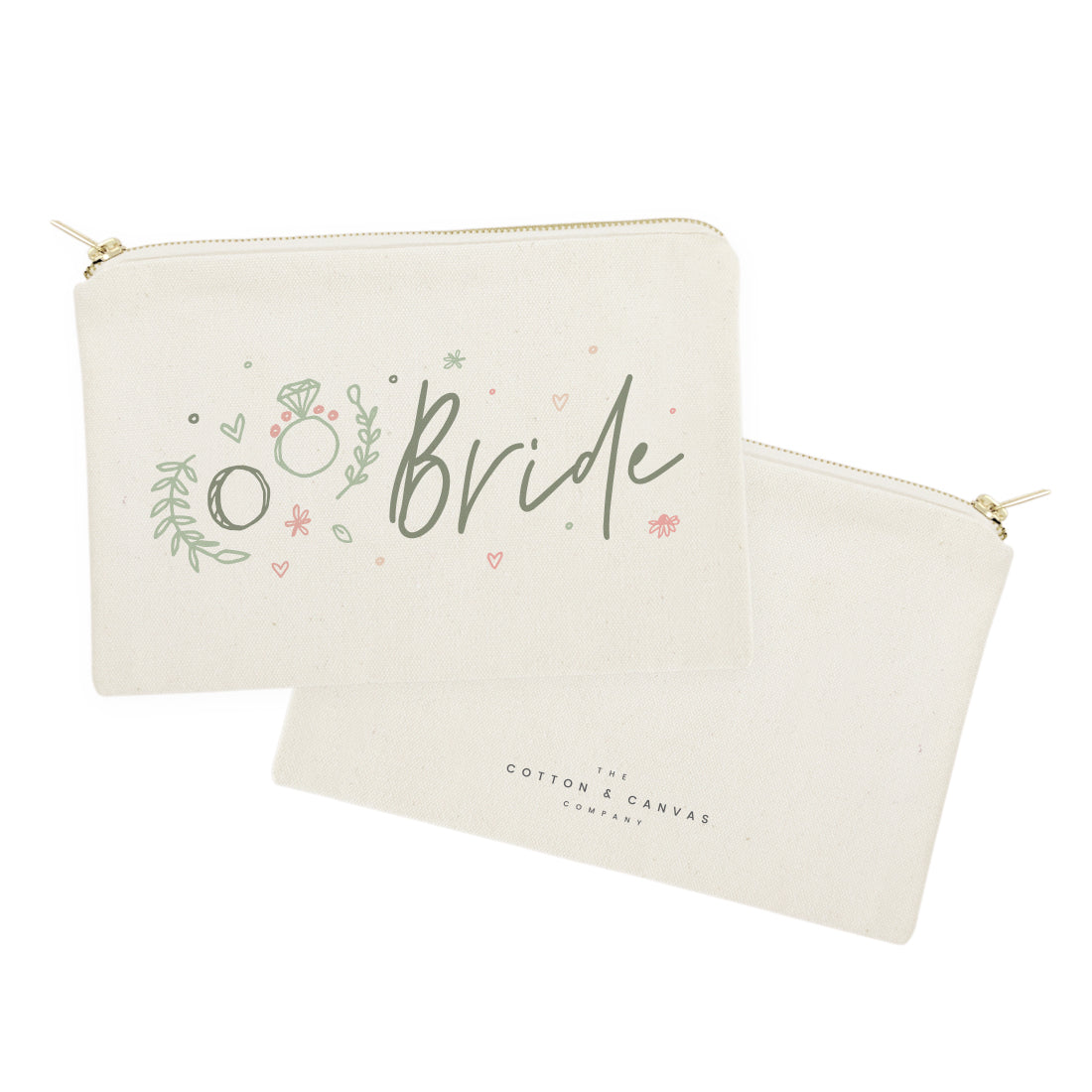 Floral Bride Cotton Canvas Cosmetic Bag from The Cotton & Canvas Co.