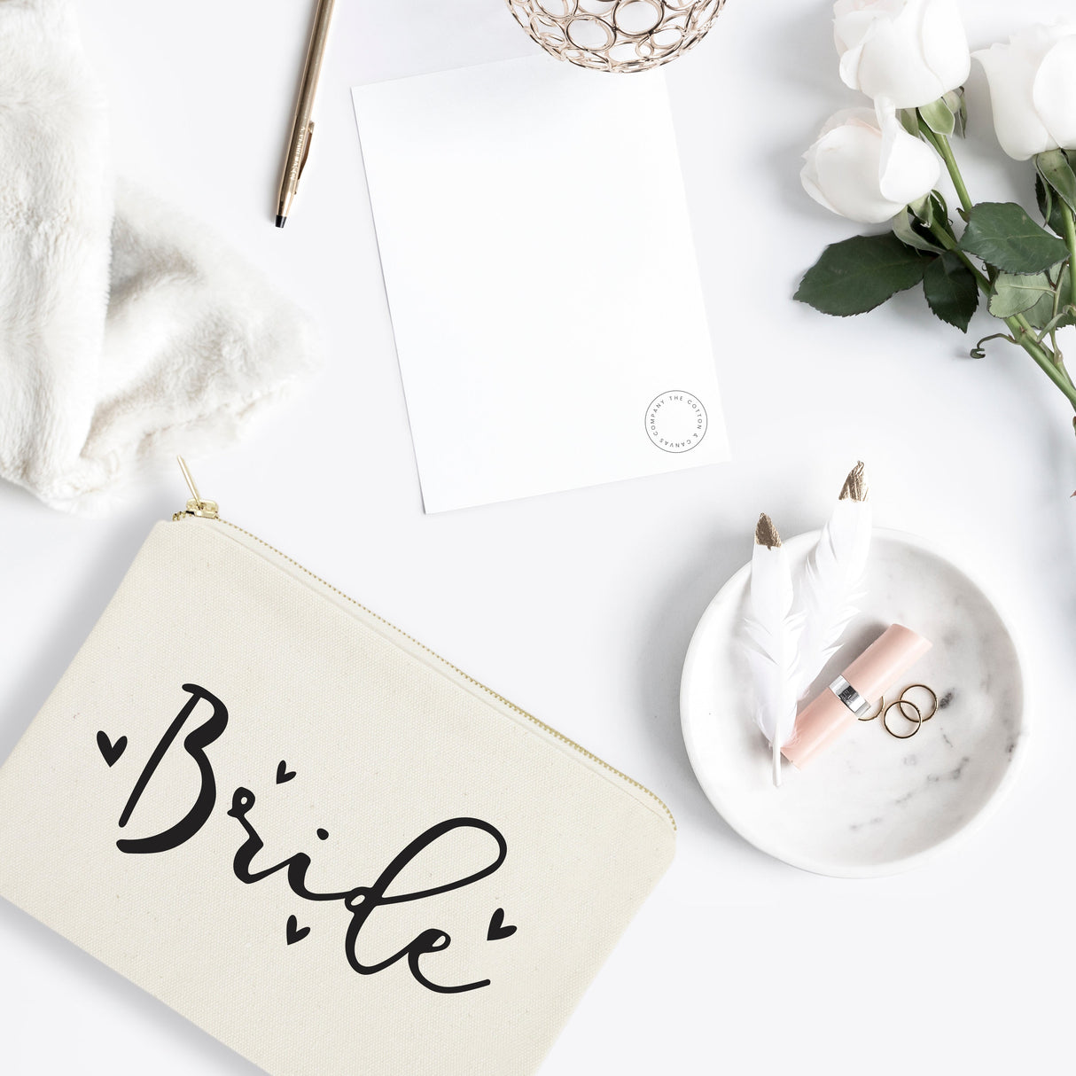 Bride Cotton Canvas Cosmetic Bag from The Cotton & Canvas Co.