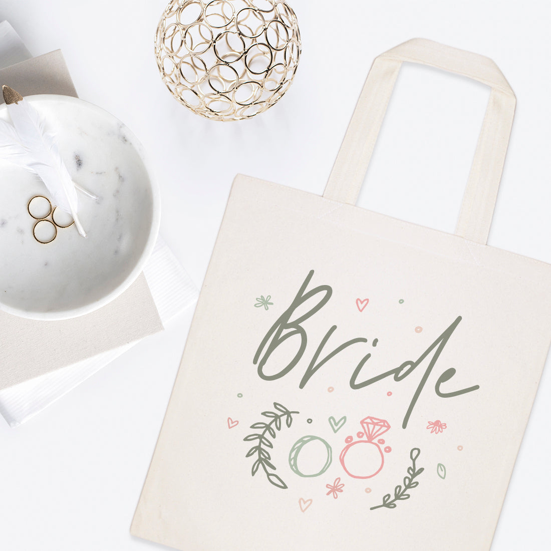 Floral Bride Wedding Cotton Canvas Tote Bag from The Cotton & Canvas Co.