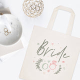 Floral Bride Wedding Cotton Canvas Tote Bag from The Cotton & Canvas Co.