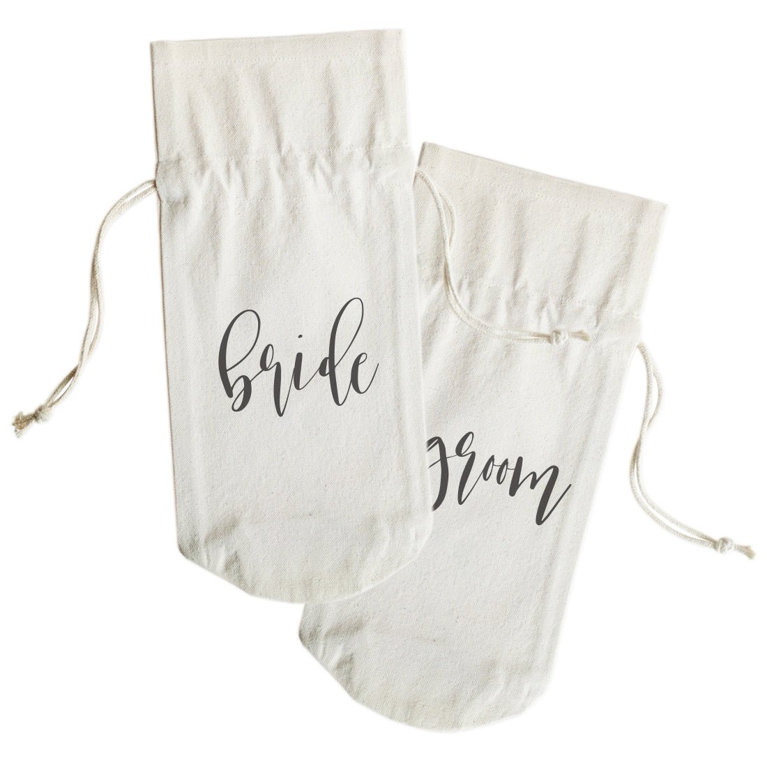 Bride and Groom Cotton Canvas Wine Bag 2-Pack from The Cotton & Canvas Co.