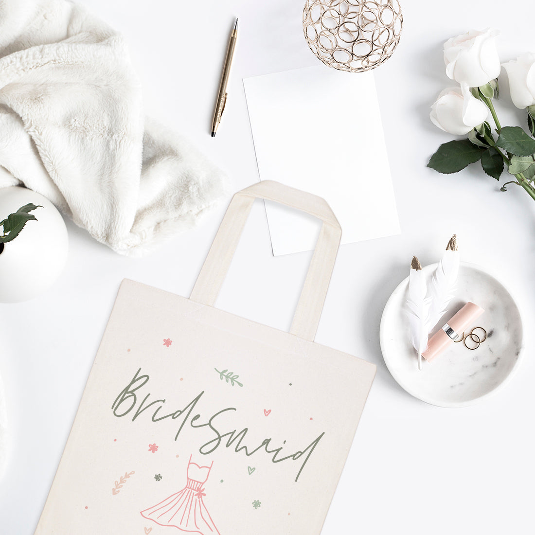 Floral Bridesmaid Wedding Cotton Canvas Tote Bag from The Cotton & Canvas Co.