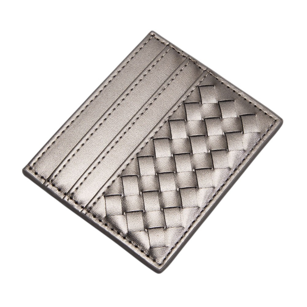 Faux Leather Basket Weave Card Holder Wallet  from Madeline Love
