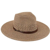C.C Faux Leather String Paper Straw Panama Hat from Madeline Love