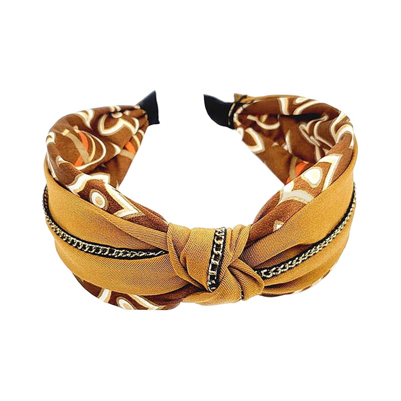 Chain Pointed Geometric Patterned Burnout Knot Headband from Madeline Love