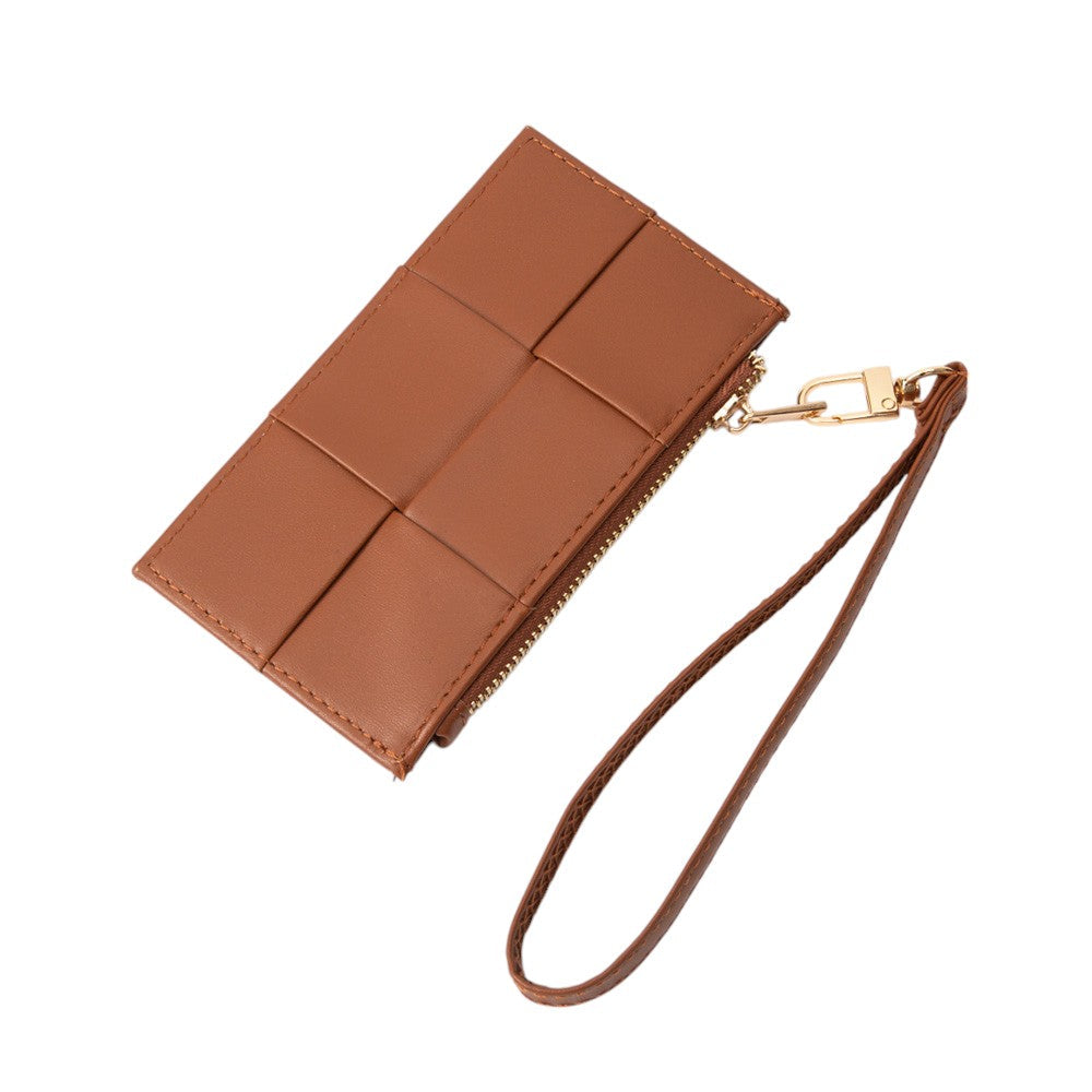 Faux Leather Weave Flat  Coin Wallet  from Madeline Love