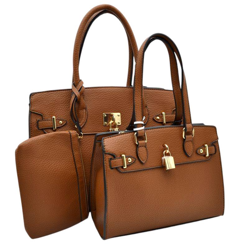 Padlock Accent 3 in 1 Twin Tote-Satchel Value Set with Wallet  from Madeline Love