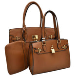 Padlock Accent 3 in 1 Twin Tote-Satchel Value Set with Wallet  from Madeline Love
