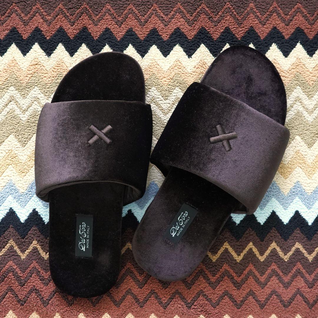Men's Chocolate Brown Velvet House Slide from Del Toro Shoes