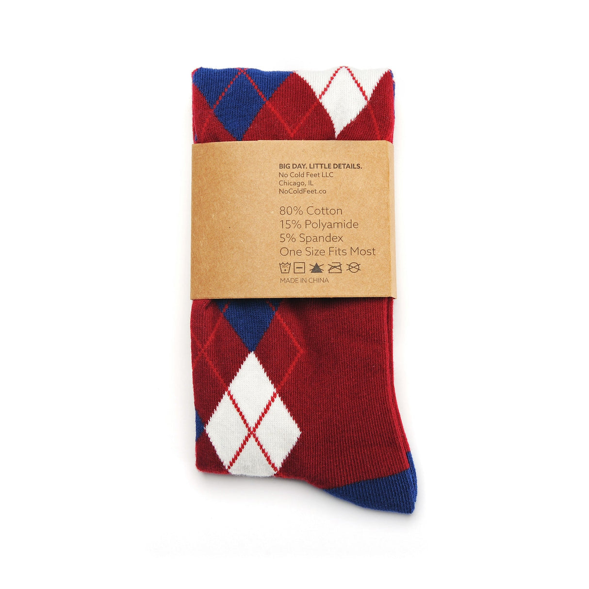 Burgundy and Navy Argyle Socks from No Cold Feet