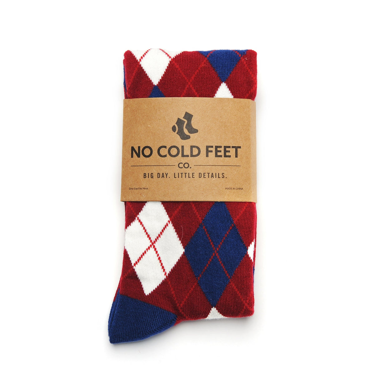 Burgundy and Navy Argyle Socks from No Cold Feet